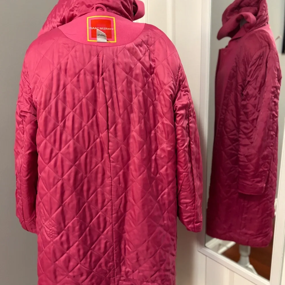 Isaac Mizrahi Hot Pink Wool-Blend Hooded Coat - Picture 10 of 14